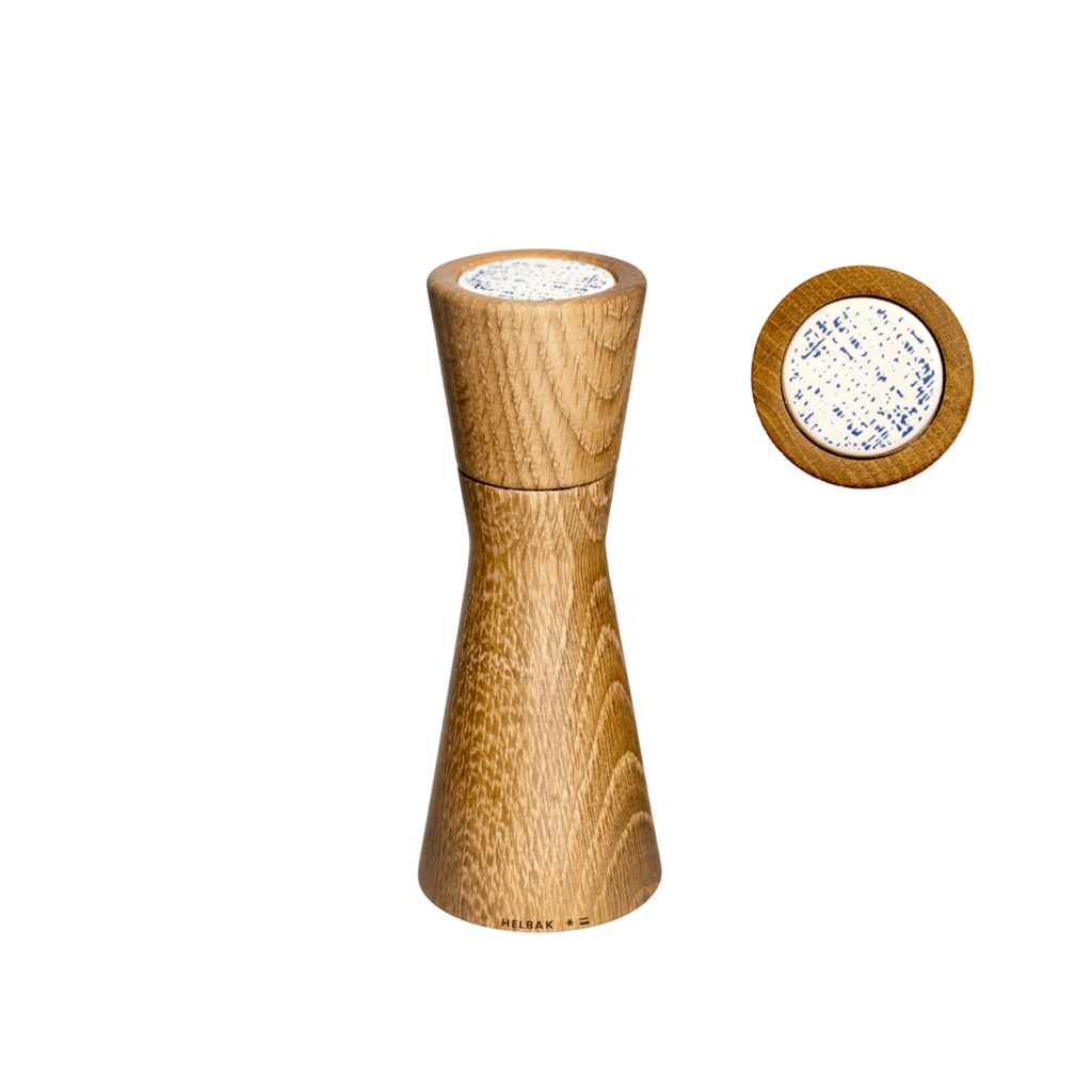 Salt &amp; Pepper Mill - OAKWOOD - Cream-Blue | Helbak