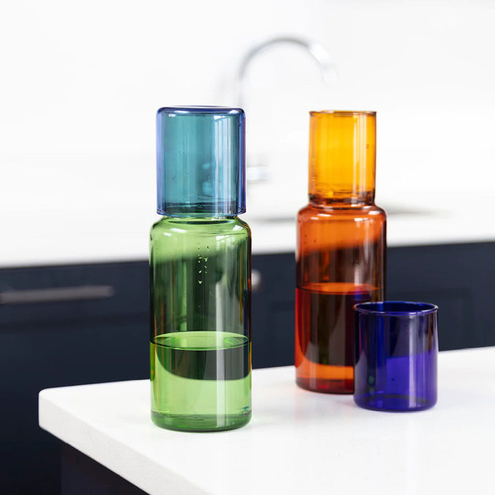 DUO TONE - two-tone glass CARAFE SET | Block Design