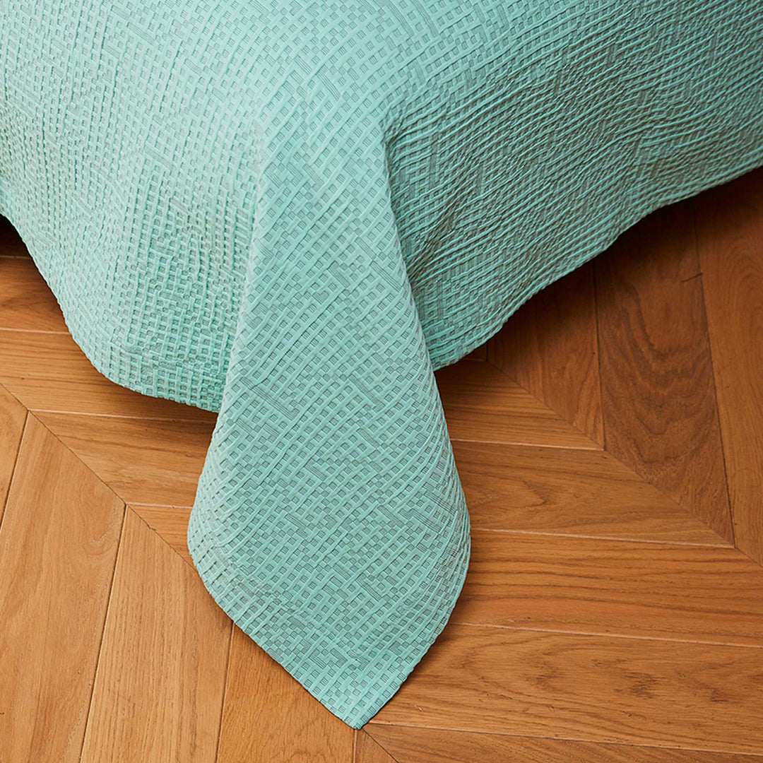 MAPPING BEDSPREAD - mint-colored DAY BED BLANKET - 235x245 cm - 100% cotton | Cristian Zuzunaga