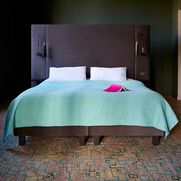 MAPPING BEDSPREAD - mint-colored DAY BED BLANKET - 235x245 cm - 100% cotton | Cristian Zuzunaga