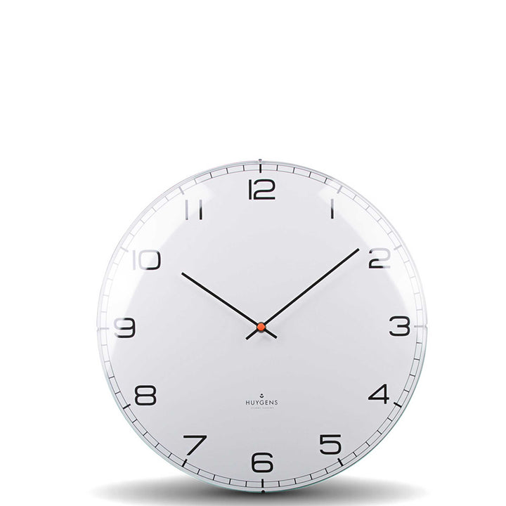 ONE ARABIC DOME - Silent WALL CLOCK - Stainless steel with white dial &amp; indices | Huygens