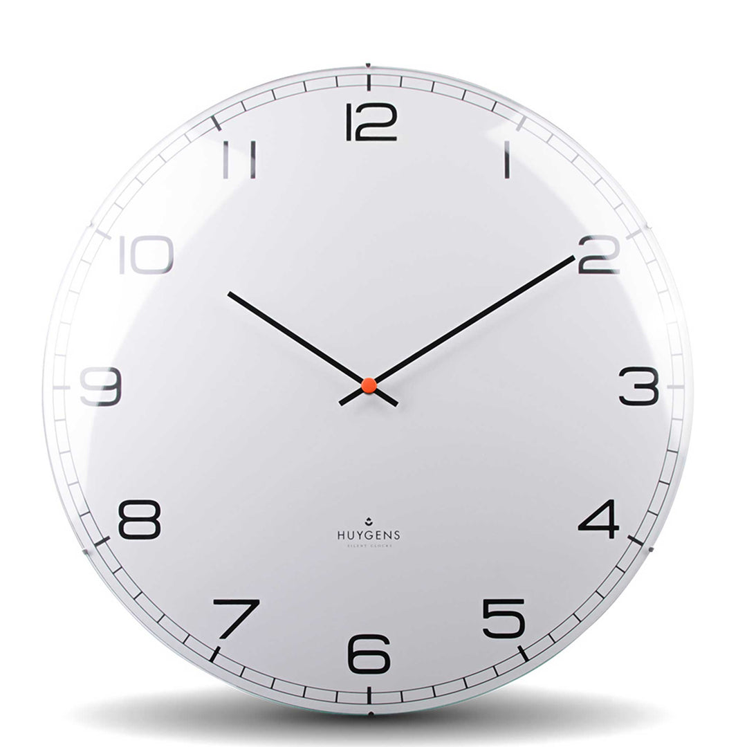 ONE ARABIC DOME - Silent WALL CLOCK - Stainless steel with white dial &amp; indices | Huygens