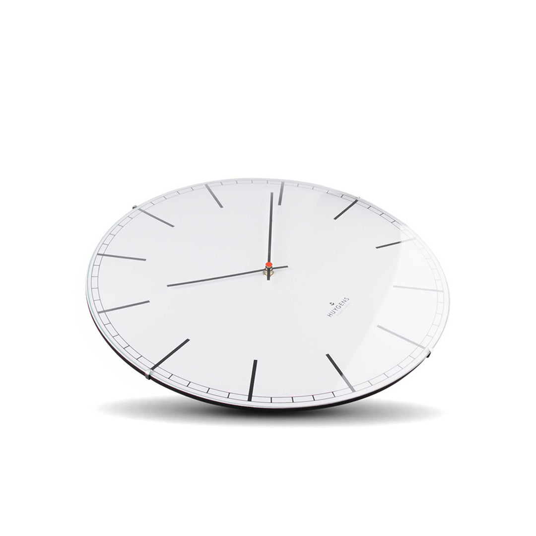 ONE INDEX DOME - Silent WALL CLOCK - Stainless steel with white dial &amp; indices | Huygens