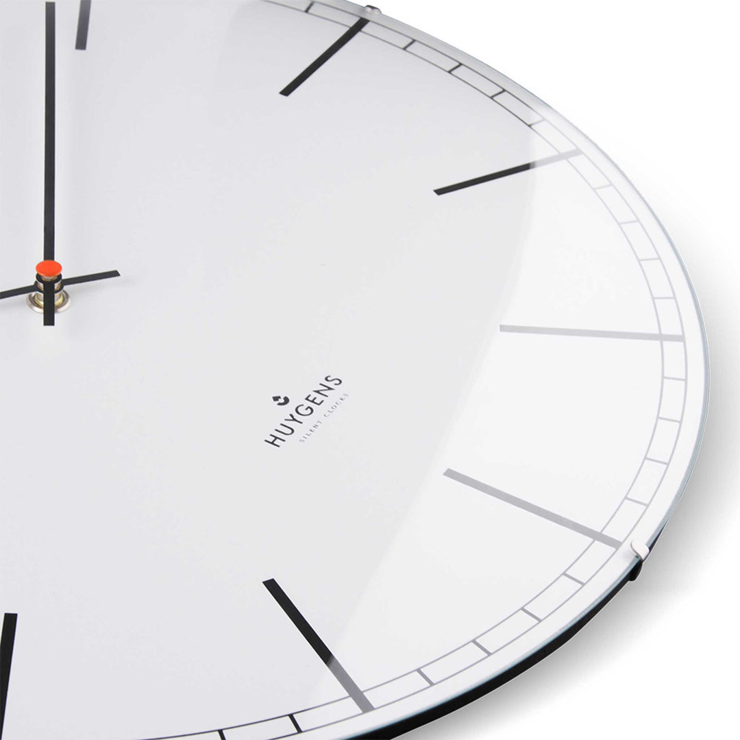 ONE INDEX DOME - Silent WALL CLOCK - Stainless steel with white dial &amp; indices | Huygens