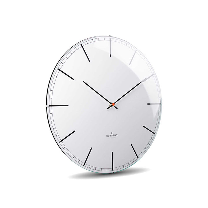 ONE INDEX DOME - Silent WALL CLOCK - Stainless steel with white dial &amp; indices | Huygens