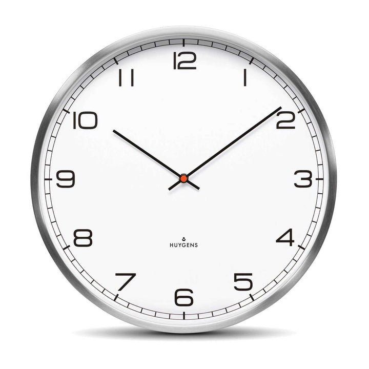 ONE ARABIC - Silent WALL CLOCK - Stainless steel with white dial &amp; Arabic numerals | Huygens