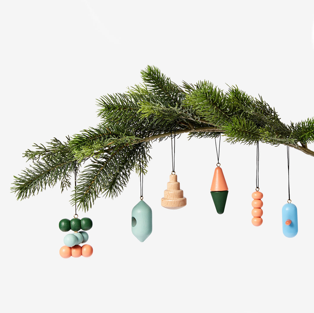 ORNAMENTS | XMAS DECORATION | Set of 6 wooden ornaments | Pat Kim | Areaware