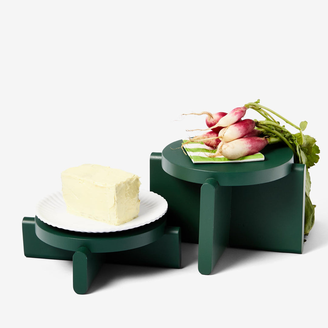 PEDESTALS Set Green | Two wooden PEDESTALS for flower pots, statuettes,... | Pete Oyler | Areaware