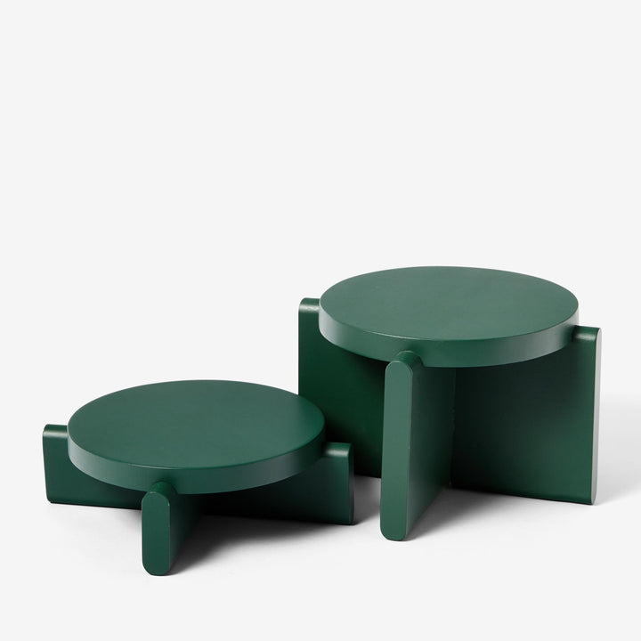 PEDESTALS Set Green | Two wooden PEDESTALS for flower pots, statuettes,... | Pete Oyler | Areaware