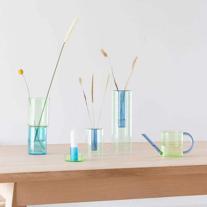 REVERSIBLE GLASS VASE - Glas-VASE - Grün & Blau | Block Design