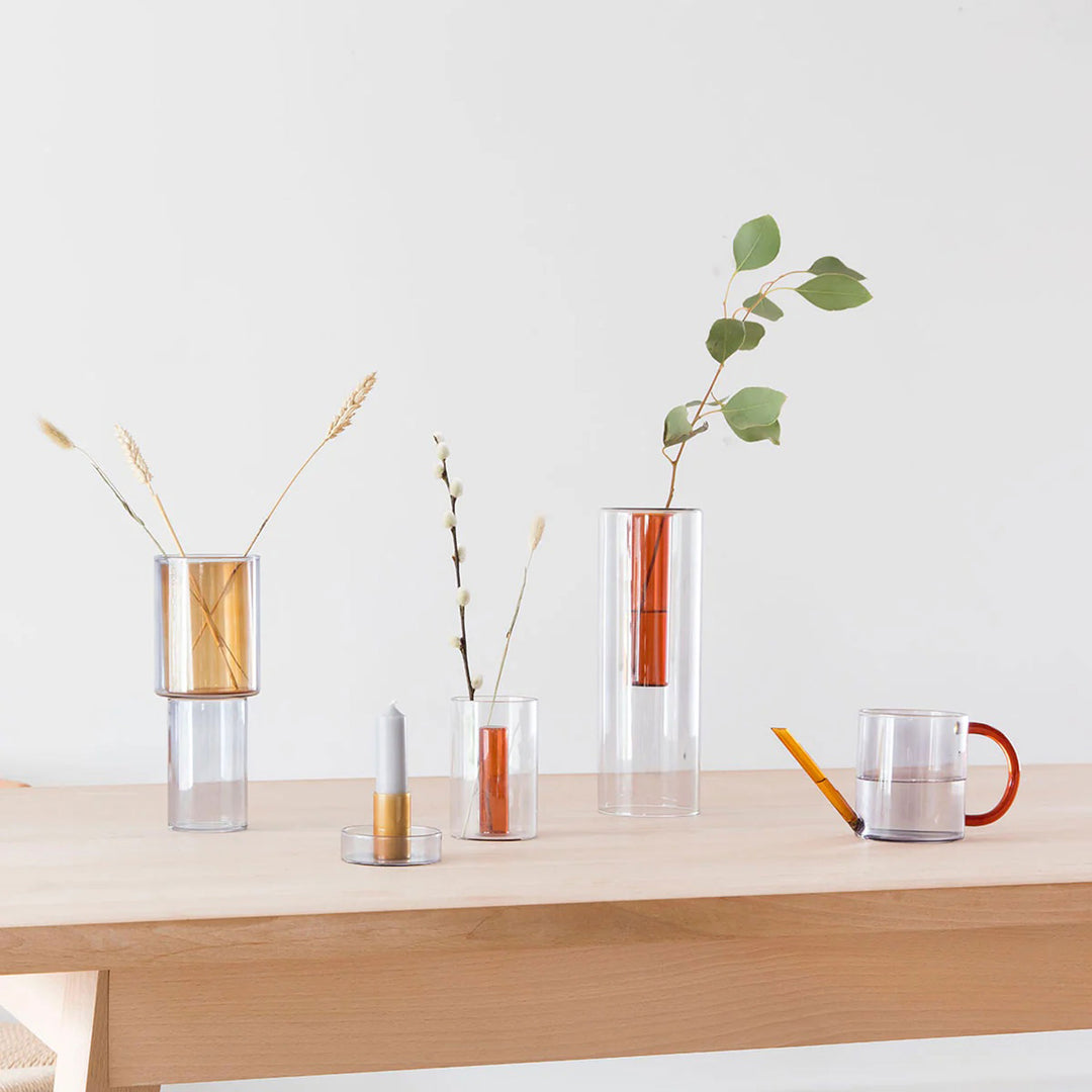 REVERSIBLE GLASS VASE - Glas-VASE - Grau & Orange | Block Design