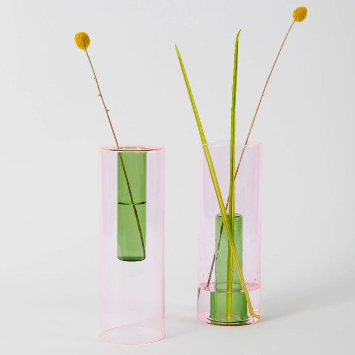 REVERSIBLE GLASS VASE - Glas-VASE - Pink & Grün | Block Design