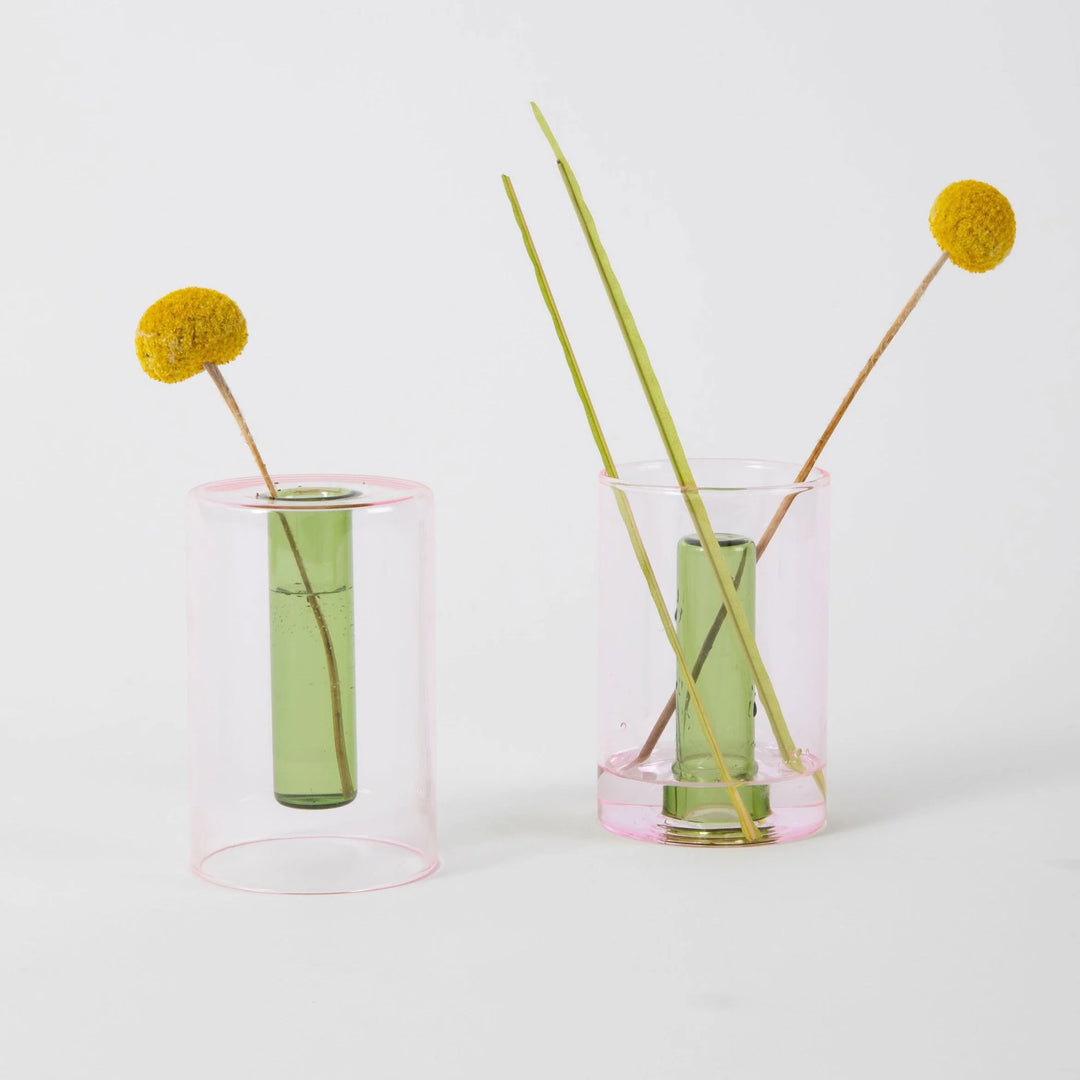 REVERSIBLE GLASS VASE - Glas-VASE - Pink & Grün | Block Design