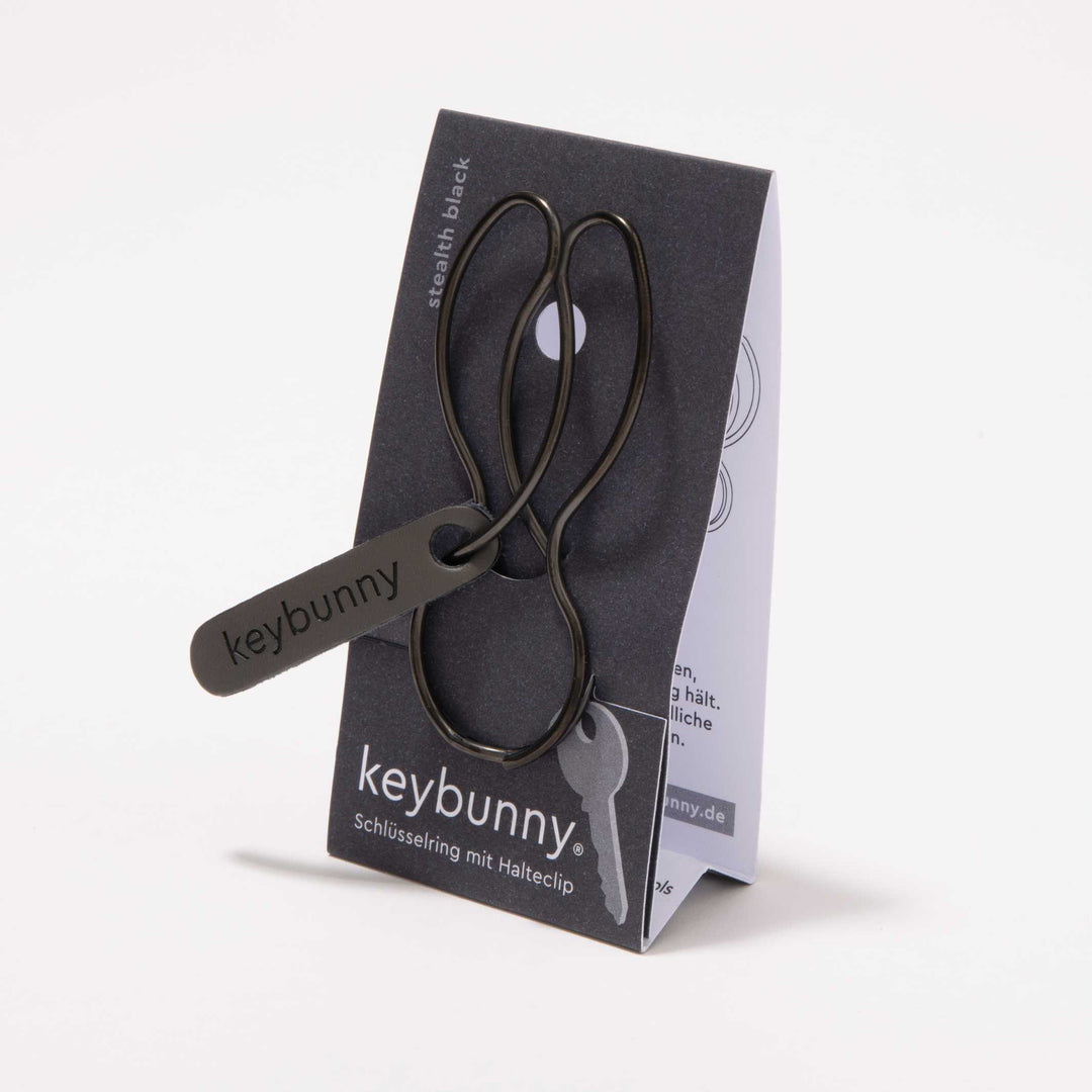 KEYBUNNY STEALTH BLACK - key ring with retaining clip | keybunny