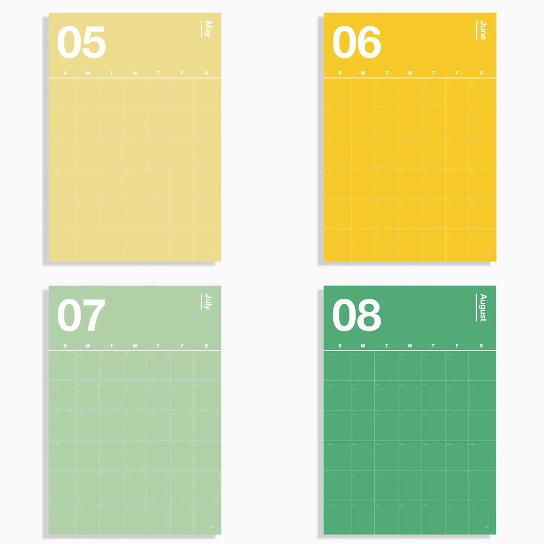 SPECTRUM WALL PLANNER | farbiger & undatierter WAND-MONATS- & JAHRES-PLANER | 77x52 cm | Poketo