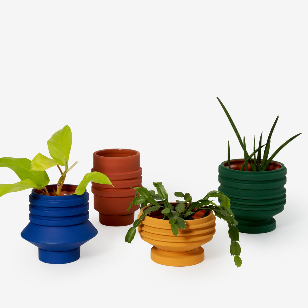 STRATA PLANT VESSEL - Terracotta colored FLOWER POT &amp; PLANTER | Simone Brewster | Areaware