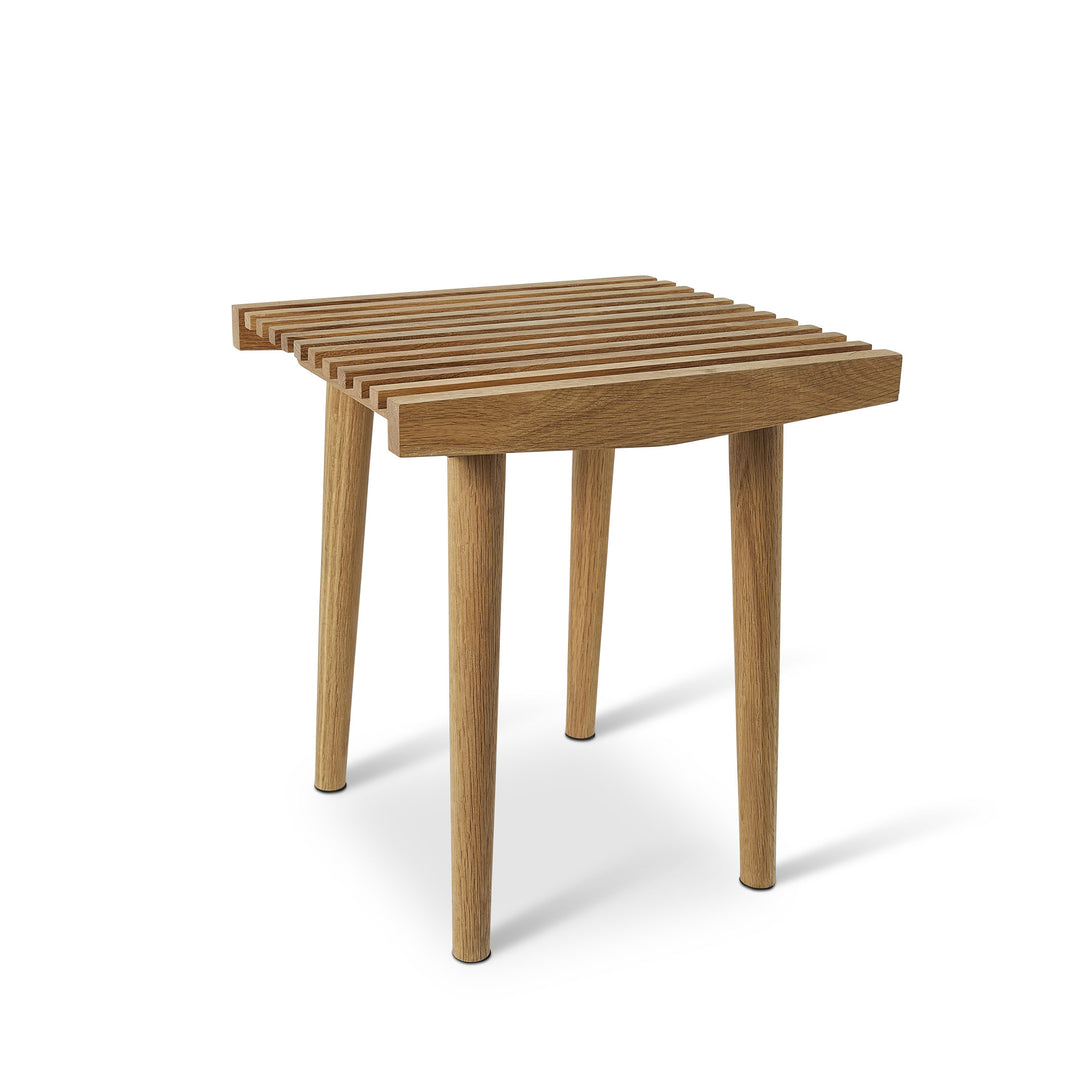 UNO ORA - elegant WOODEN STOOL - natural teak - 38 cm wide | Spring Copenhagen