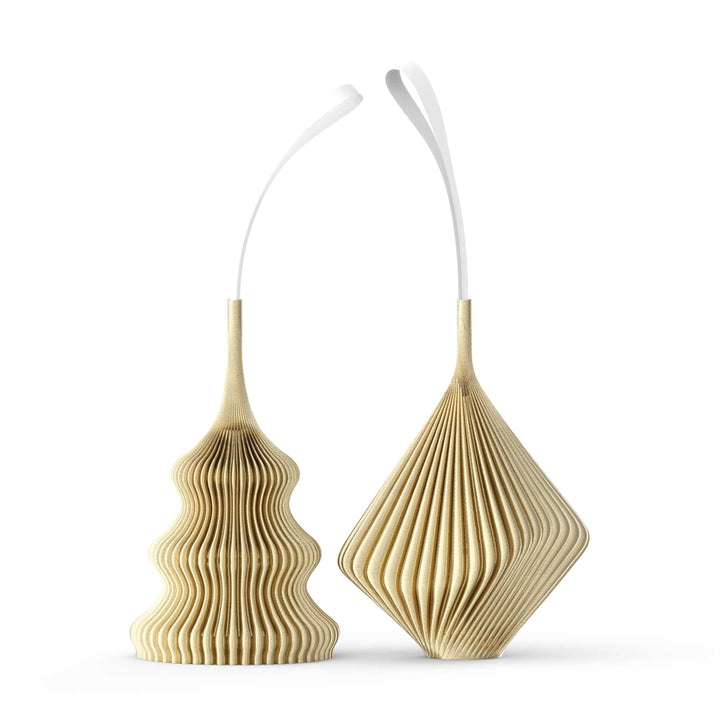 ZAYL & BLOZ Silk Gold - 3D printed CHRISTMAS TREE ORNAMENTS - Set of 2 | Sheyn