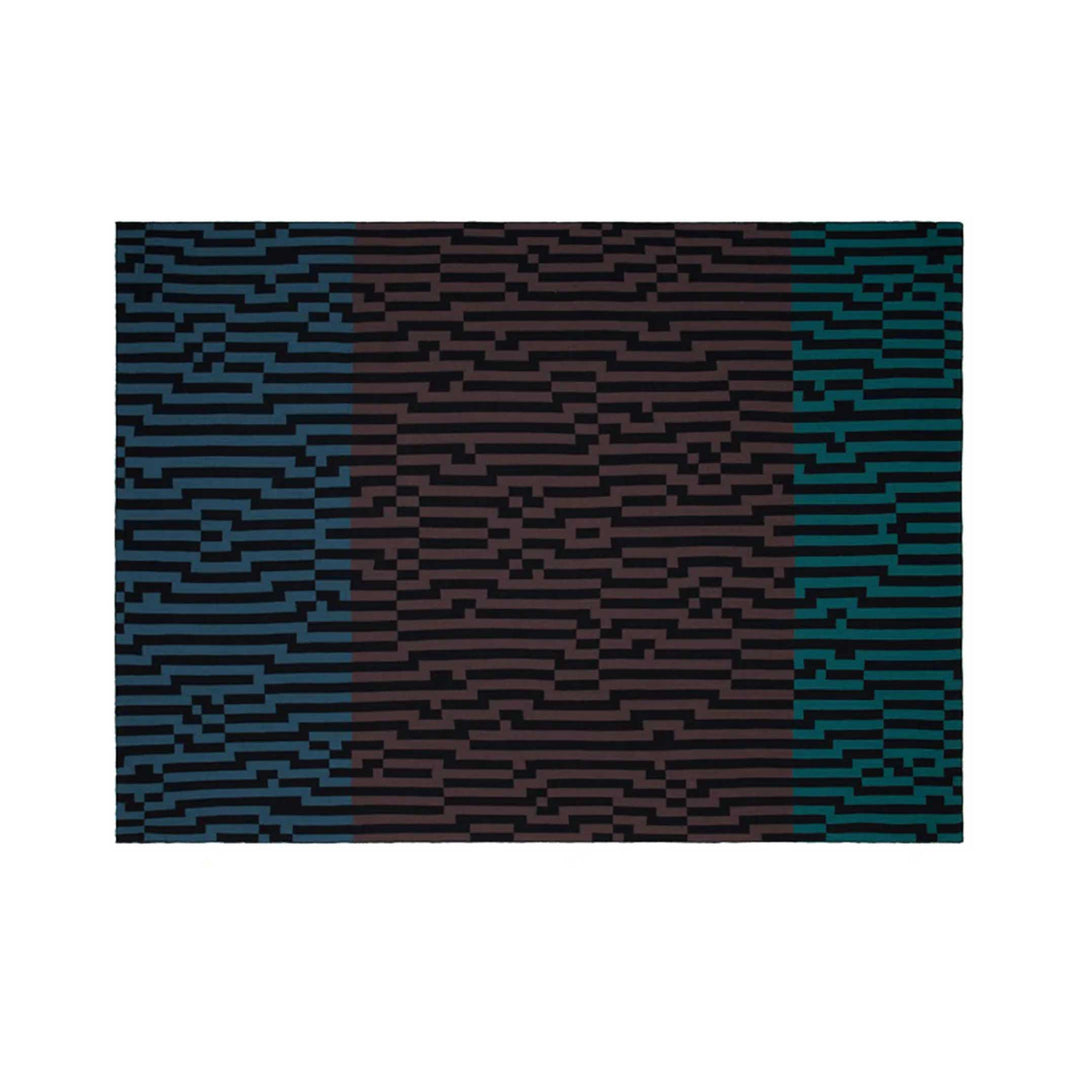 BITMAP ZOOM OUT 1 - Blau, Braun & mint-fabige TAGESDECKE - 180x140 cm - 100% Merino Wolle | Cristian Zuzunaga