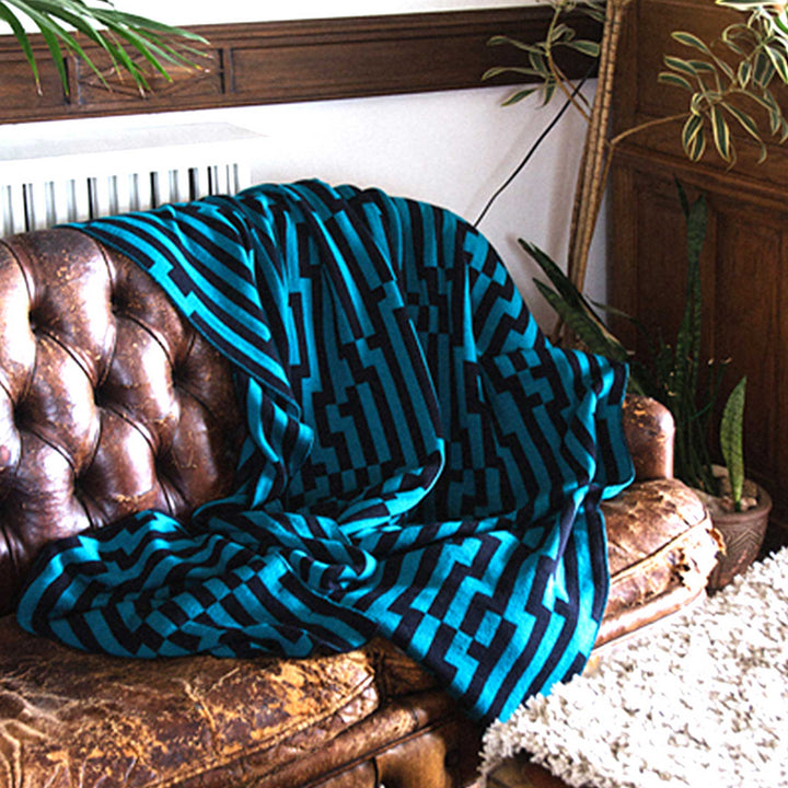 BITMAP ZOOM IN 4 - mint green &amp; black BEDSPREAD - 180x140 cm - 100% Merino wool | Cristian Zuzunaga