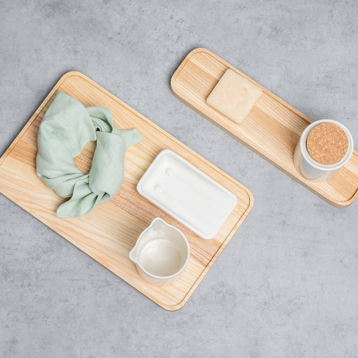 Soap dish with toothbrush holder, set