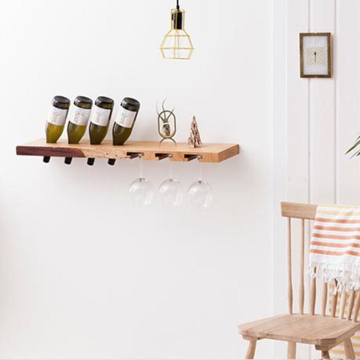 Wine rack 'Wooden wine glass and bottle rack'