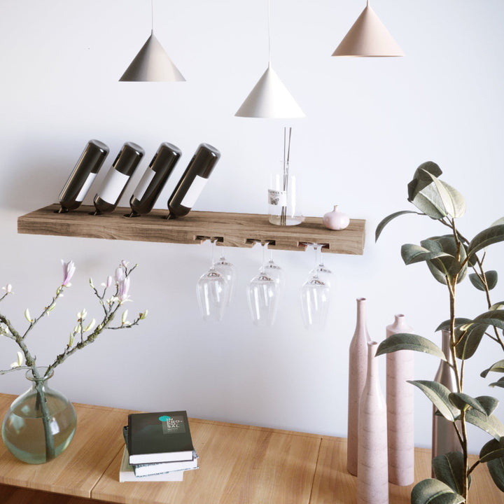 Wine rack 'Wooden wine glass and bottle rack'