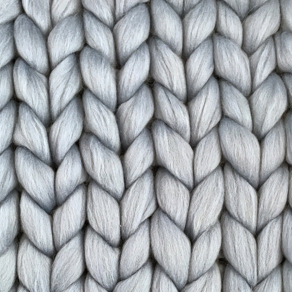 Wool blanket 'Cosima Chunky Knit Light Grey'