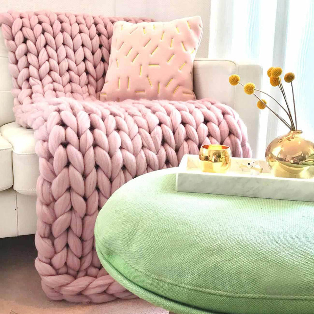 Wolldecke 'Cosima Chunky Knit Pale Pink'