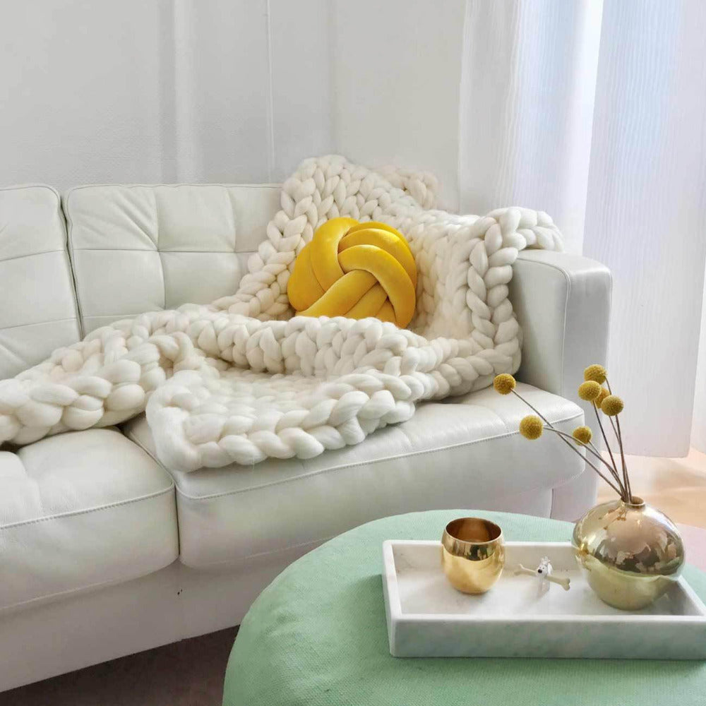 Wool blanket 'Cosima Chunky Knit White'